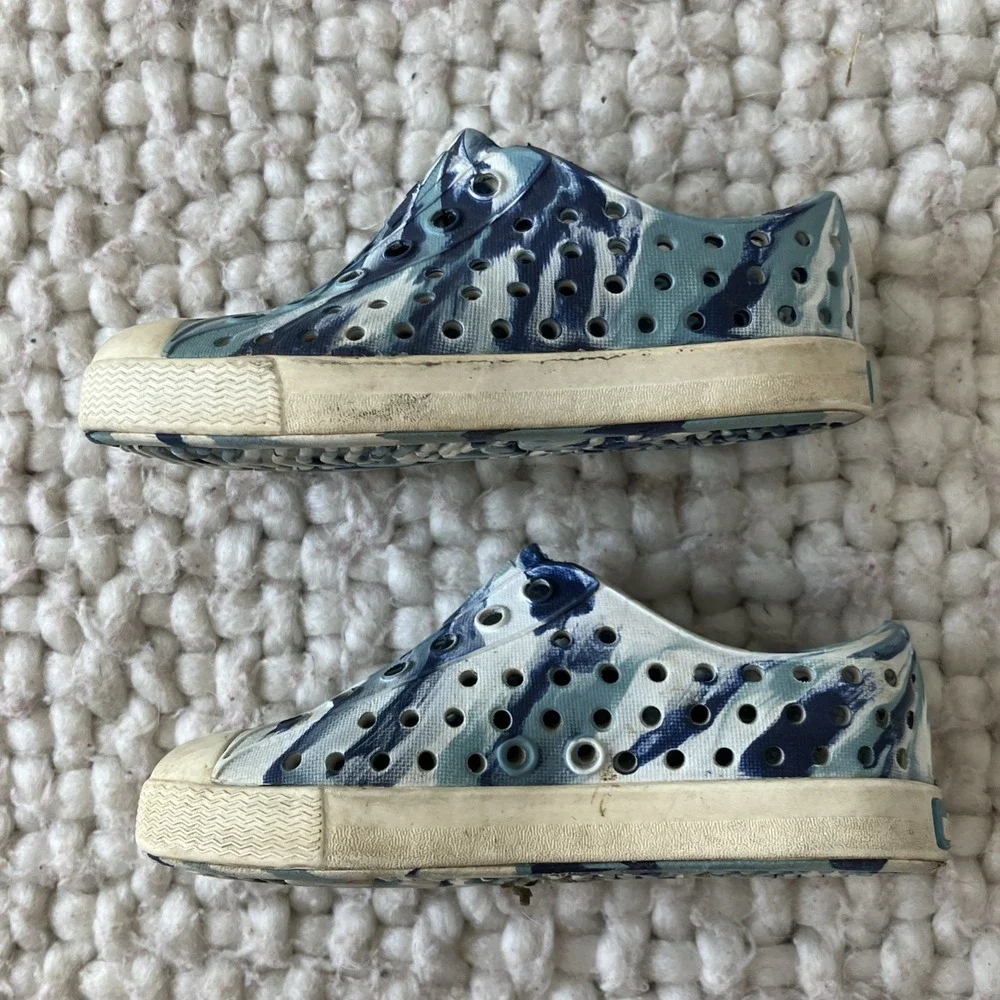 Native‎ Jefferson Youth Girl Boy Slip-On Blue Tie Die Size C7 Shoes Water